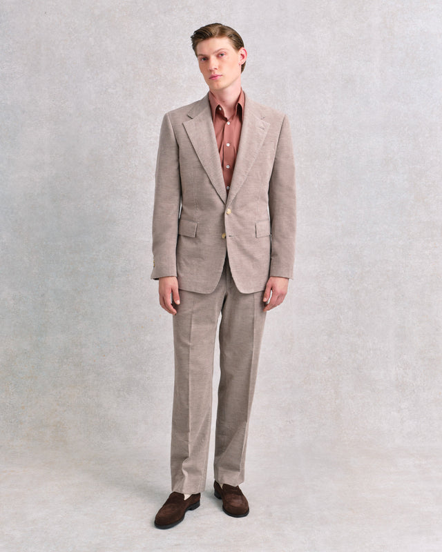 Cashmere blend Taupe Corduroy Drape Suit