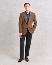 Dark Brown Dogstooth Drape Jacket