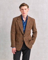 Dark Brown Dogstooth Drape Jacket