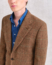 Dark Brown Dogstooth Drape Jacket