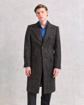 Black and Brown Herringbone Single-Breasted Coat