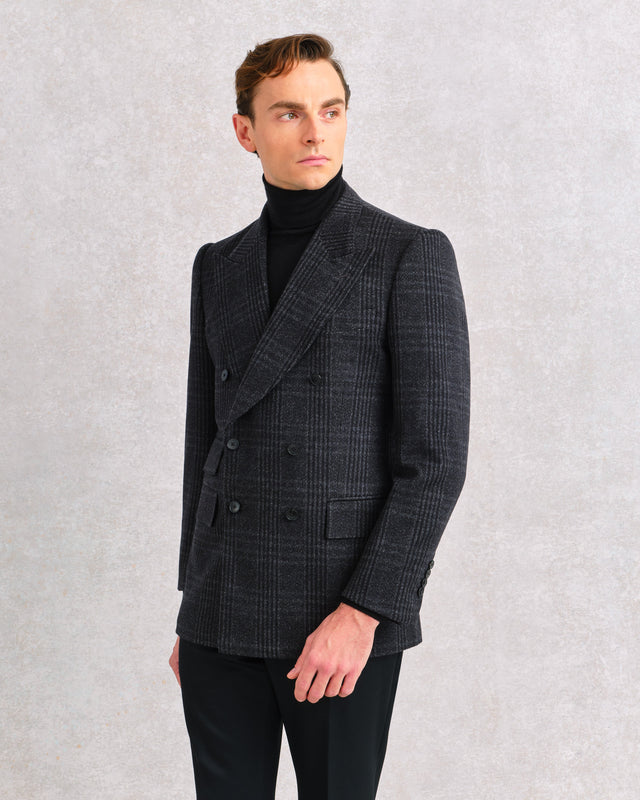 Charcoal Cashmere Blend Double-Breasted Jacket