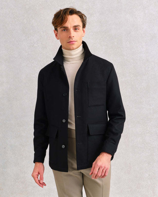 Black Cashmere Chore Jacket