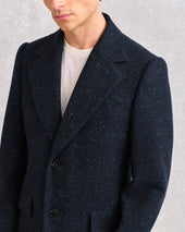 Navy Donegal Single Breasted Coat