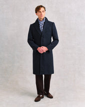 Navy Donegal Single Breasted Coat