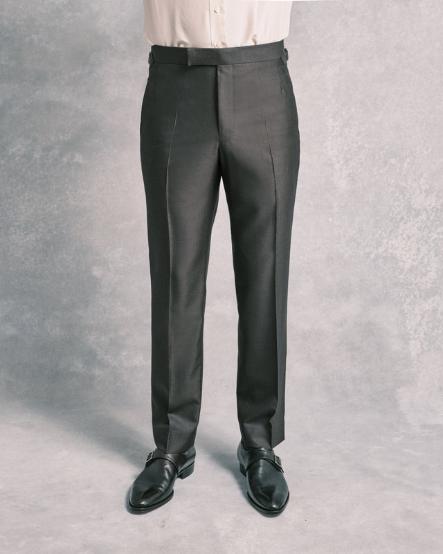 Charcoal Silk Blend Contemporary Trousers