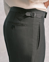 Charcoal Silk Blend Contemporary Trousers