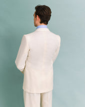 White Linen Low Double-Breasted Jacket