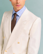 White Linen Low Double-Breasted Jacket