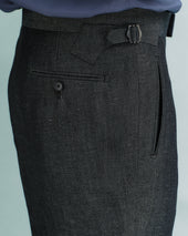 Charcoal Wool and Linen Contemporary Trousers