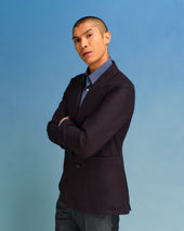 Dark Plum Double-Breasted Unstructured Jacket