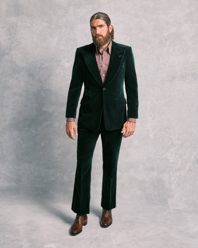 Green Velvet Single-Breasted Suit