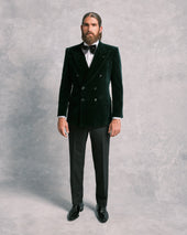 Green Velvet Double-Breasted Jacket