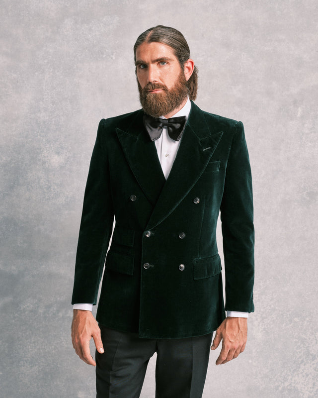 Green Velvet Double-Breasted Jacket