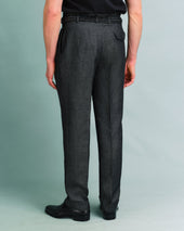 Charcoal Wool and Linen Hollywood Trousers