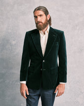 Green Velvet Notch Lapel Jacket