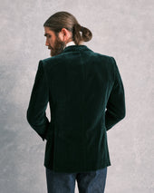Green Velvet Notch Lapel Jacket