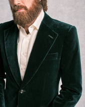Green Velvet Notch Lapel Jacket