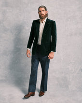 Green Velvet Notch Lapel Jacket