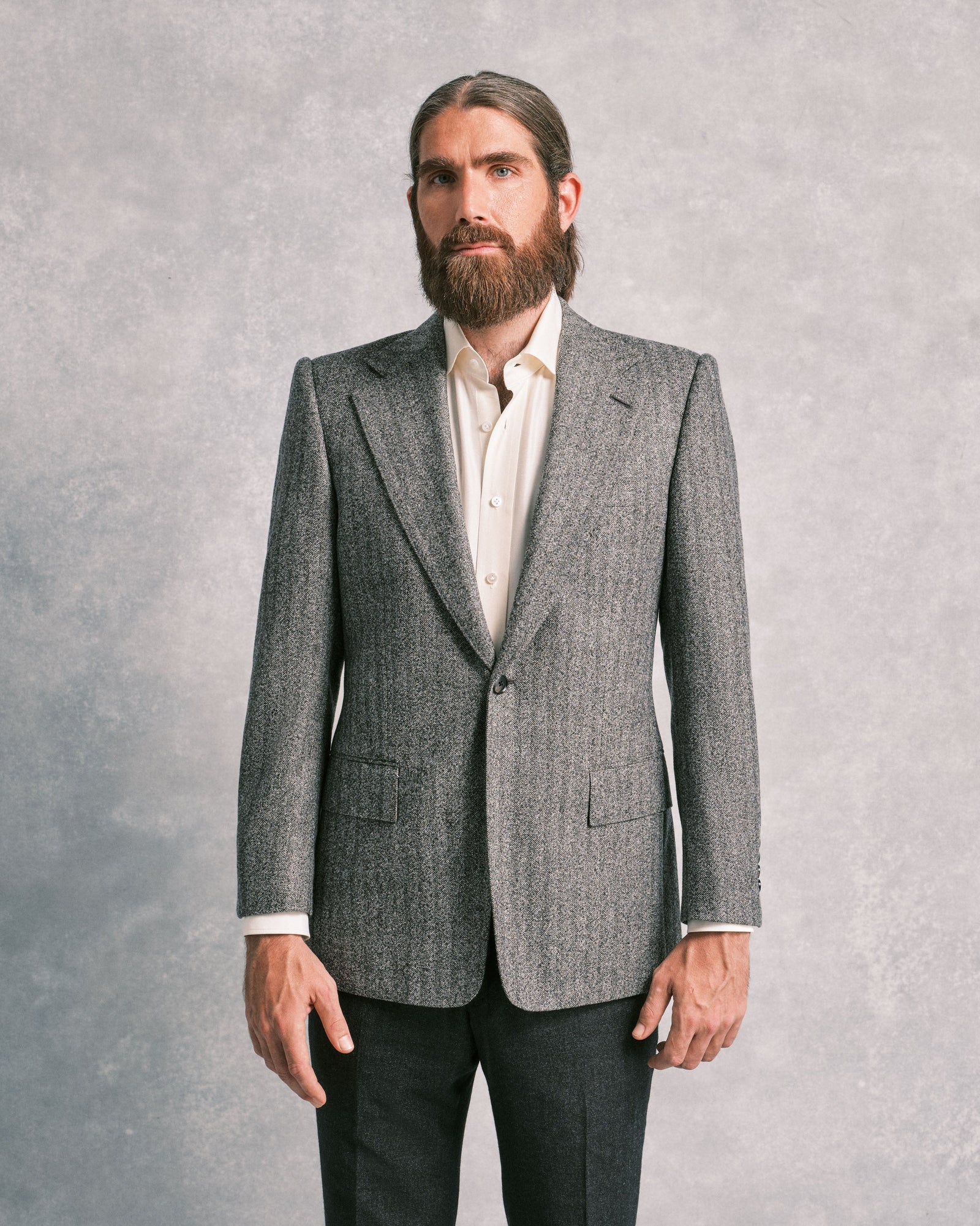 Mottled Grey Herringbone Sports Jacket