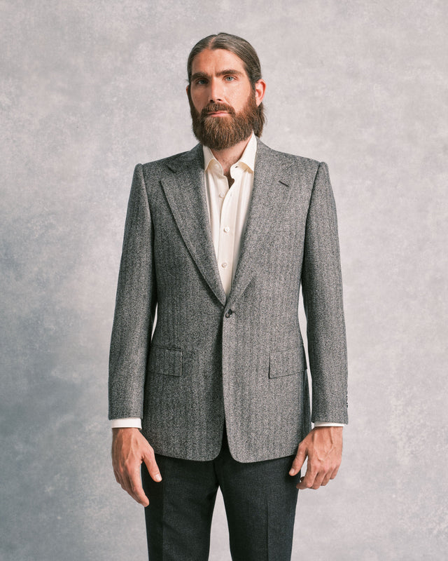 Mottled Grey Herringbone Sports Jacket