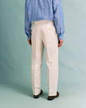 Off-White Cotton and Linen Classic Trousers