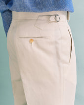 Off-White Cotton and Linen Classic Trousers