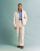 Off-White Cotton and Linen Chore Jacket