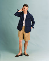 Tan Gaberdine Pleated Shorts