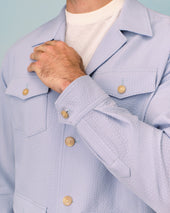 Sky Blue Seersucker Overshirt