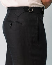 Black Linen Classic Trousers