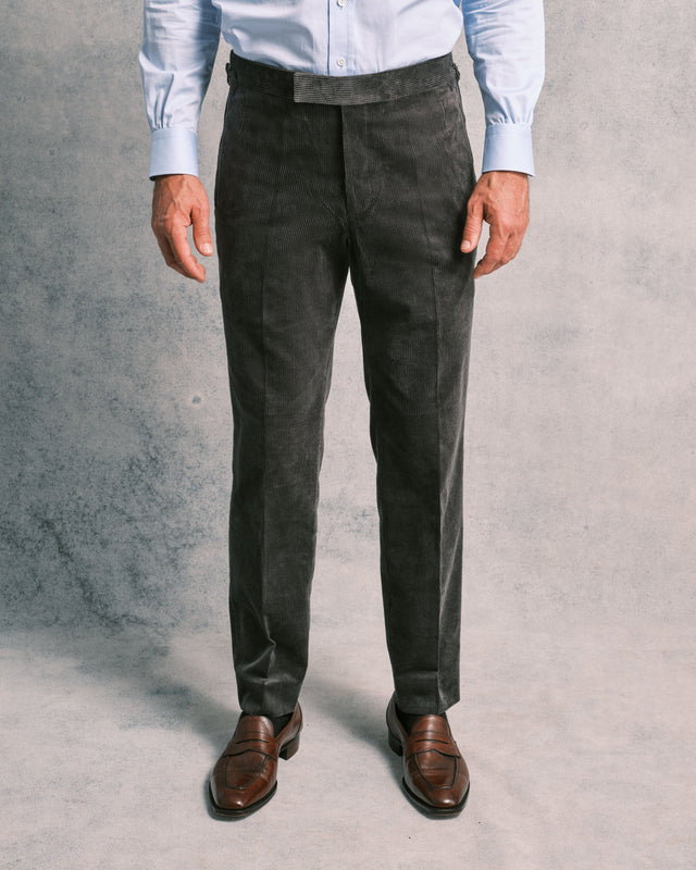 Grey Corduroy Contemporary Trousers