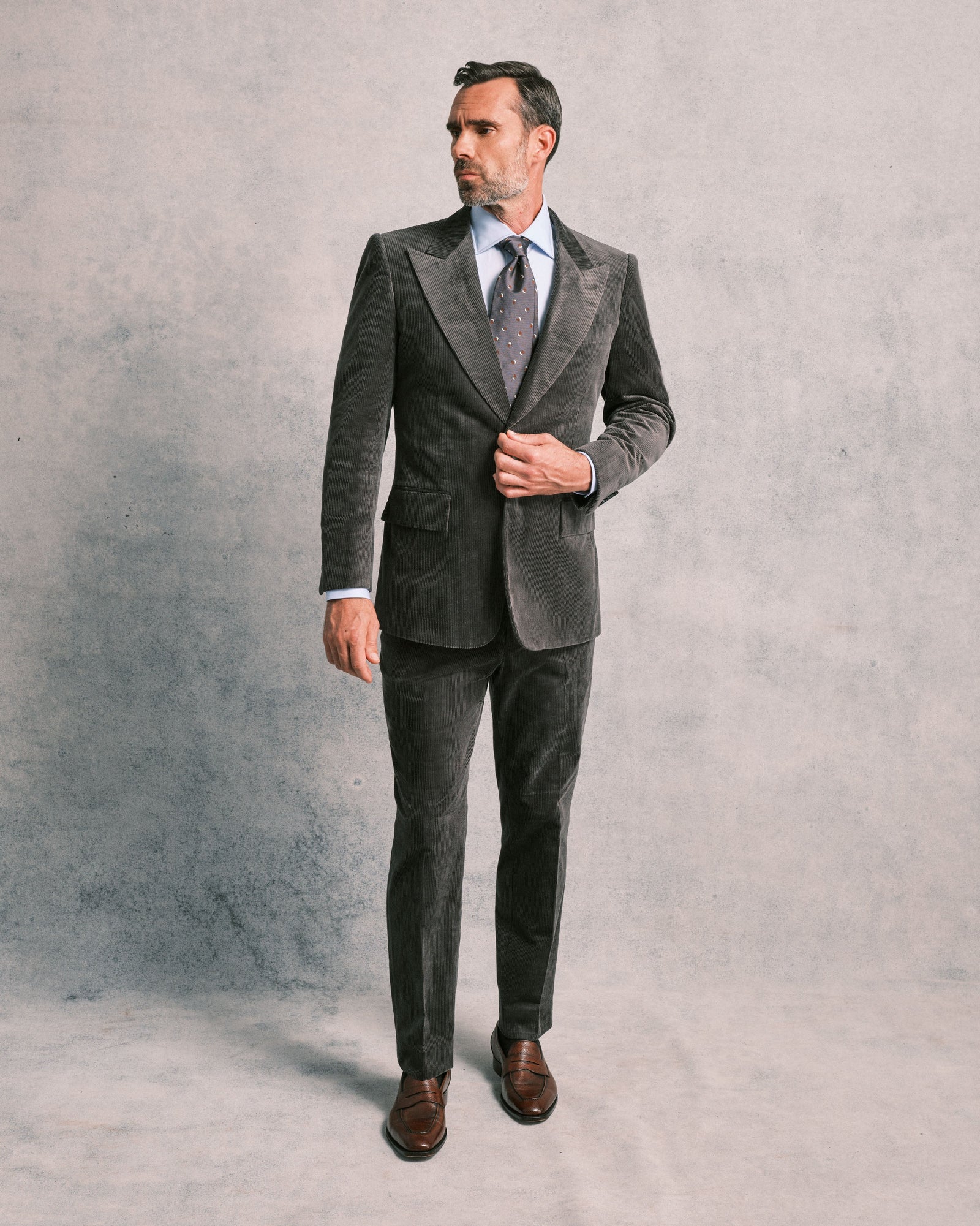 Grey Corduroy Contemporary Suit