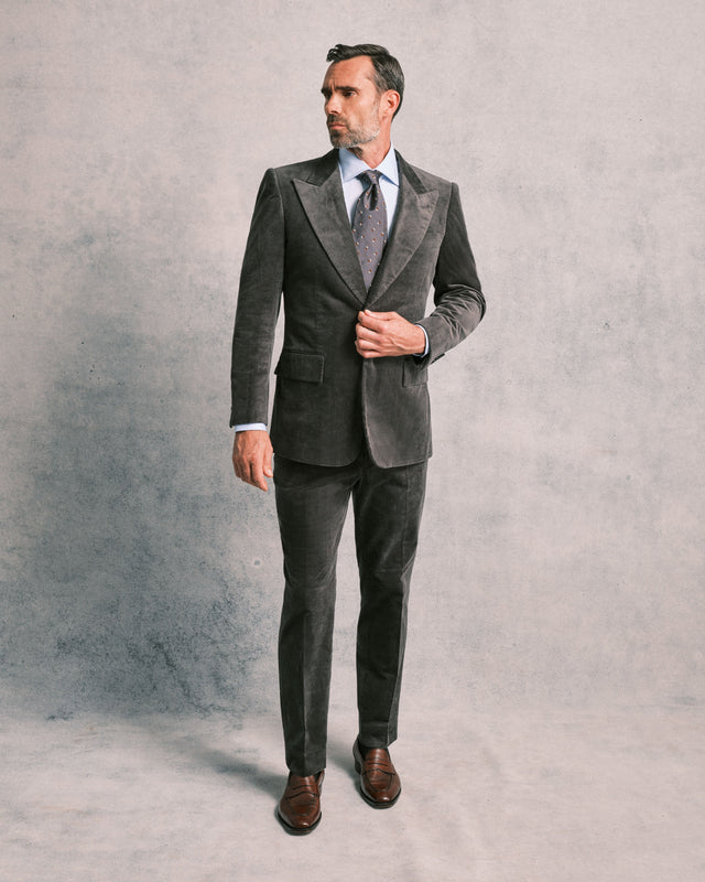 Grey Corduroy Contemporary Suit