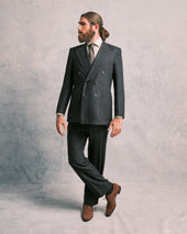 Charcoal Donegal Unstructured Double-Breasted Jacket