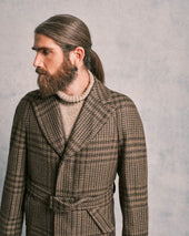 Green and Brown Check Raglan Coat
