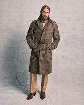 Green and Brown Check Raglan Coat
