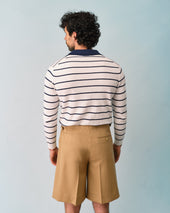 Tan Gaberdine Pleated Shorts