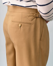Tan Gaberdine Pleated Shorts