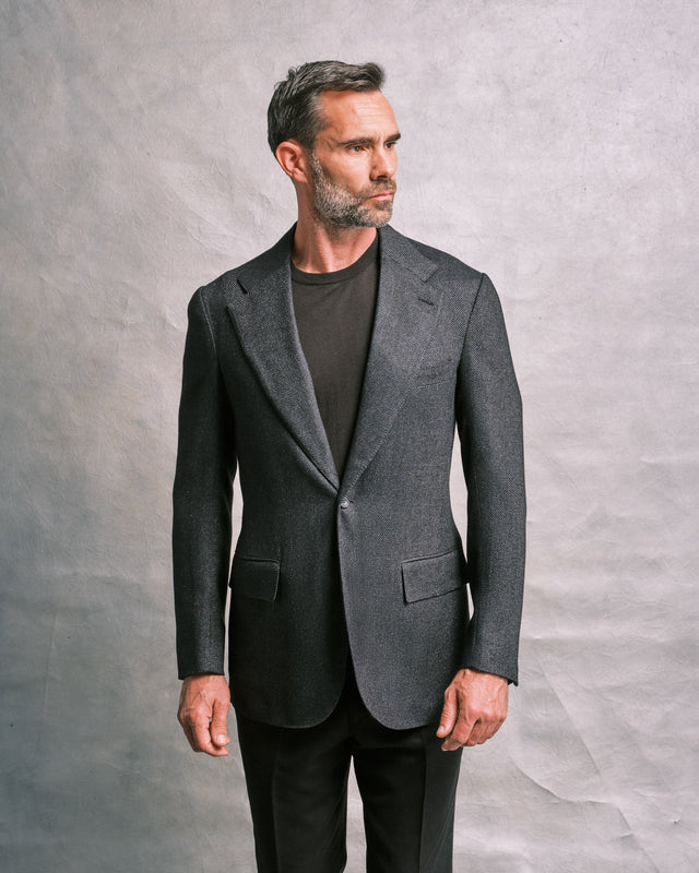 Charcoal Chevron Unstructured Jacket
