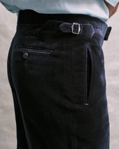 Navy Velvet Contemporary Trousers