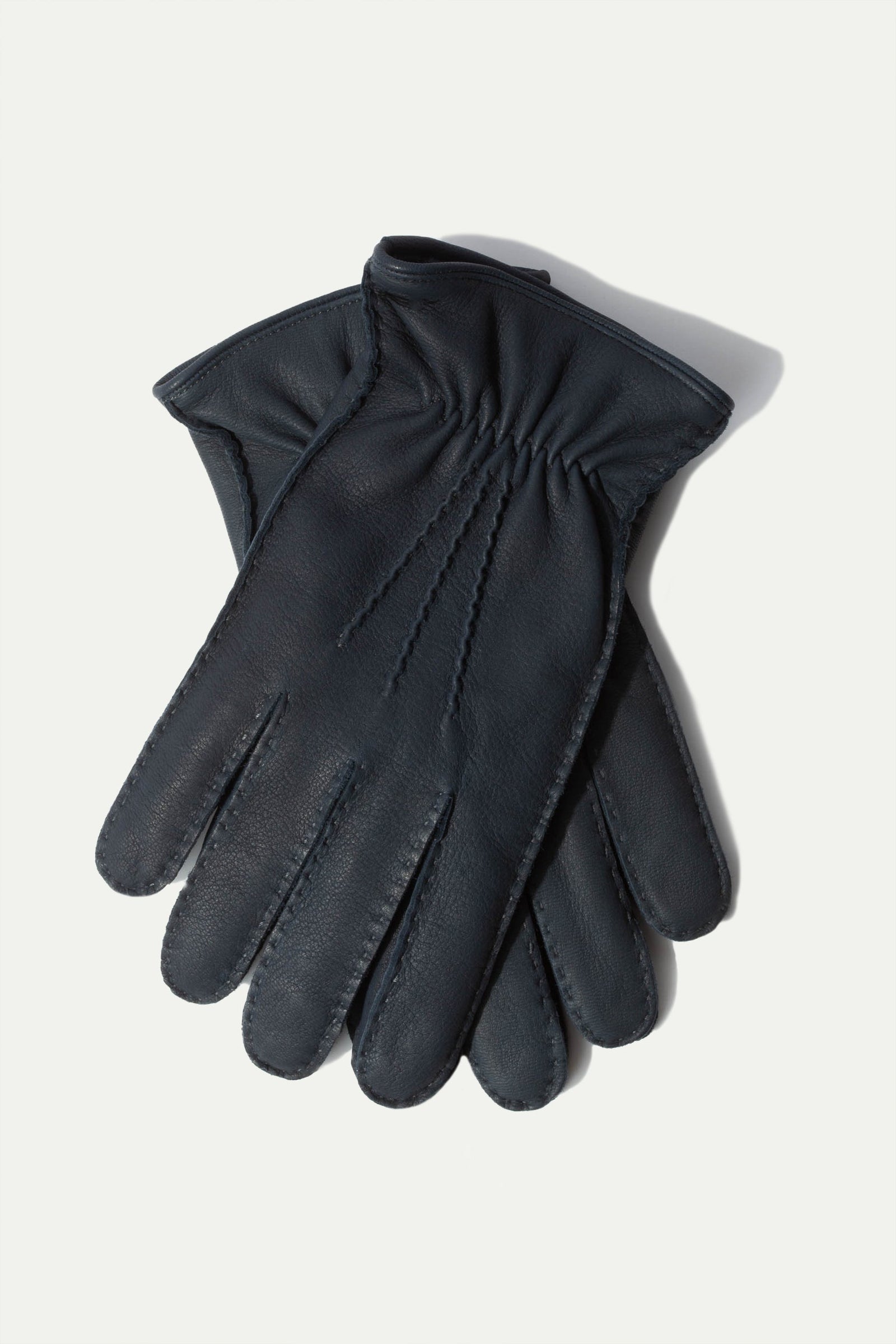 Dusty Blue Deerskin Leather Gloves Made In Italy