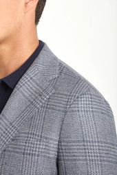 Dusty Blue Prince Of Wales Jacket Made In Italy