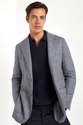 Dusty blue Prince of Wales jacket - Made in Italy