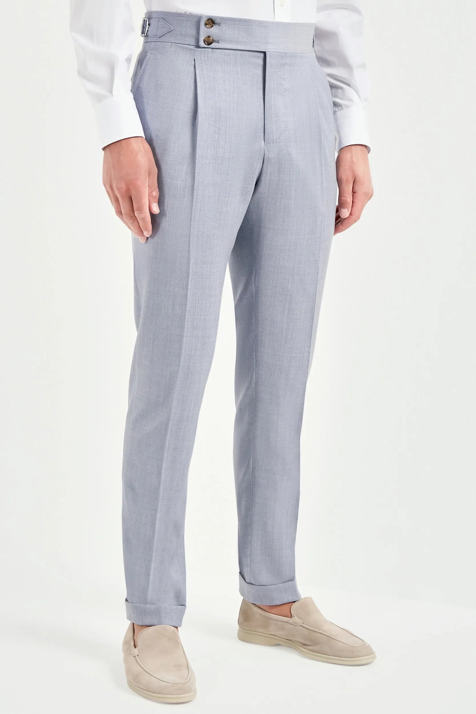 Dusty Blue Soragna Trousers Made In Italy
