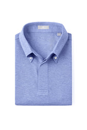 Blue Button Down Collar Polo - Short Sleeve Davis Fit (Slim)