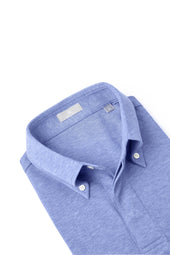 Blue Button Down Collar Polo - Short Sleeve Davis Fit (Slim)