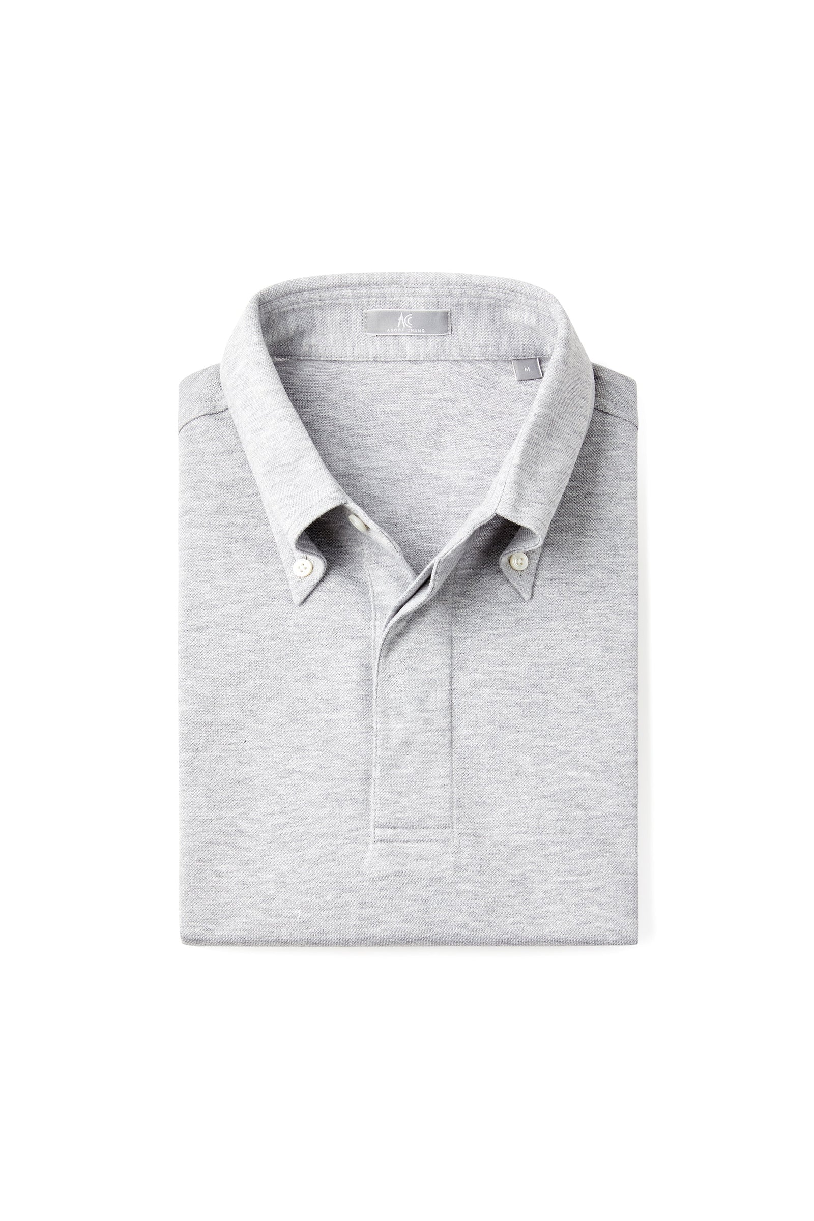 Light Grey Button Down Collar Polo - Short Sleeve Davis Fit (Slim)