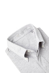 Light Grey Button Down Collar Polo - Short Sleeve Davis Fit (Slim)