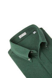 Dark Green Button Down Collar Polo - Short Sleeve Davis Fit (Slim)